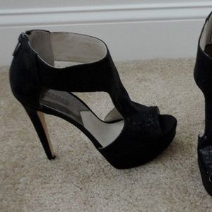 MICHAEL KORS Black Shimmer Leighton Peep Toe Pump